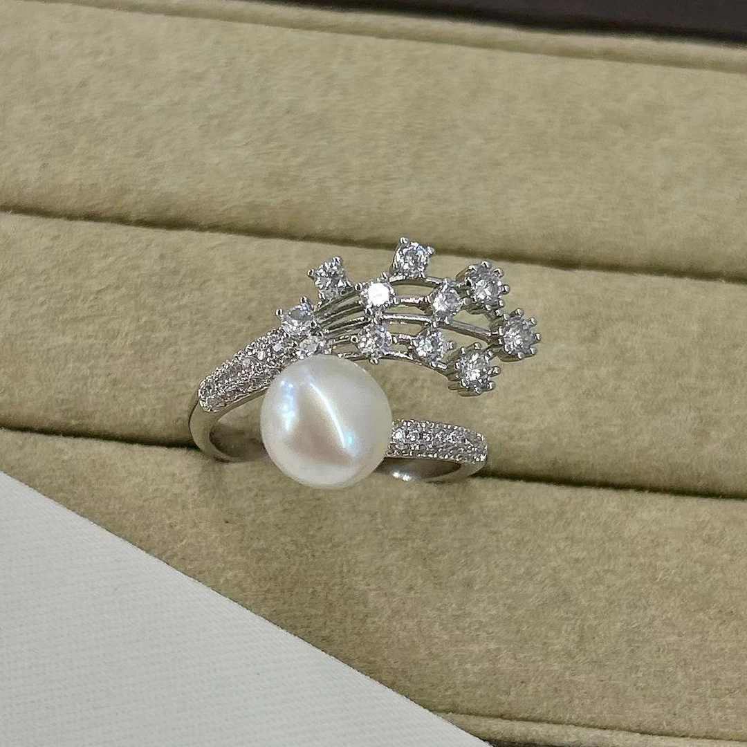 新品孔雀开屏戒指 经典爆款神仙女搭配 天然高品质淡水珍珠