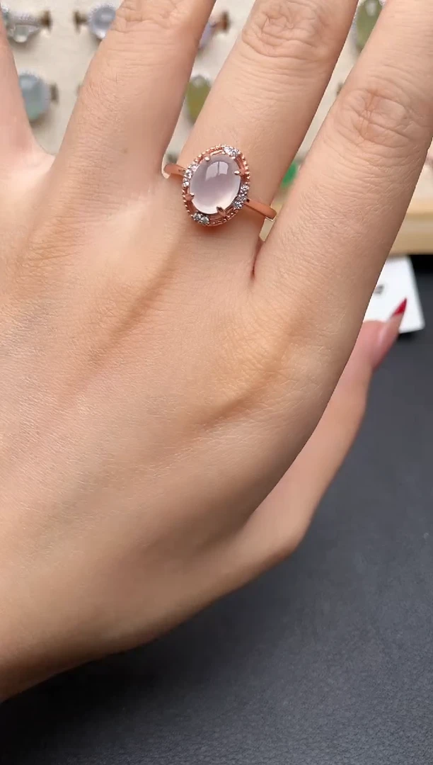 【闪购商品】翡翠戒指银S925镶嵌一物一证一礼盒