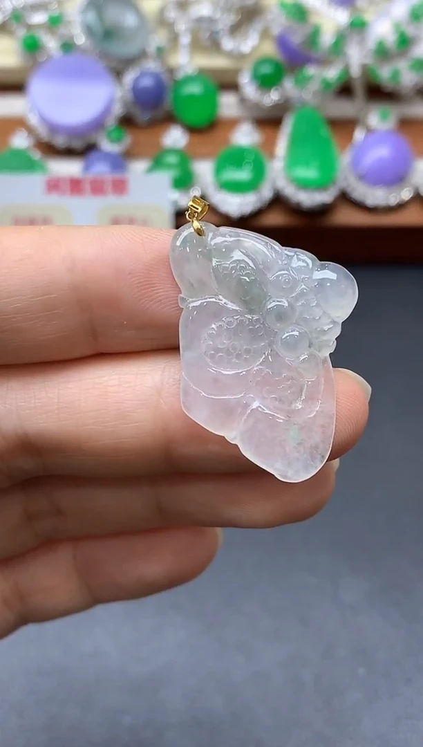 颈饰18K金镶嵌翡翠98-中国好珍宝