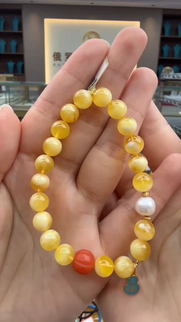 手链琥珀未镶嵌490秒拍号 假一罚三