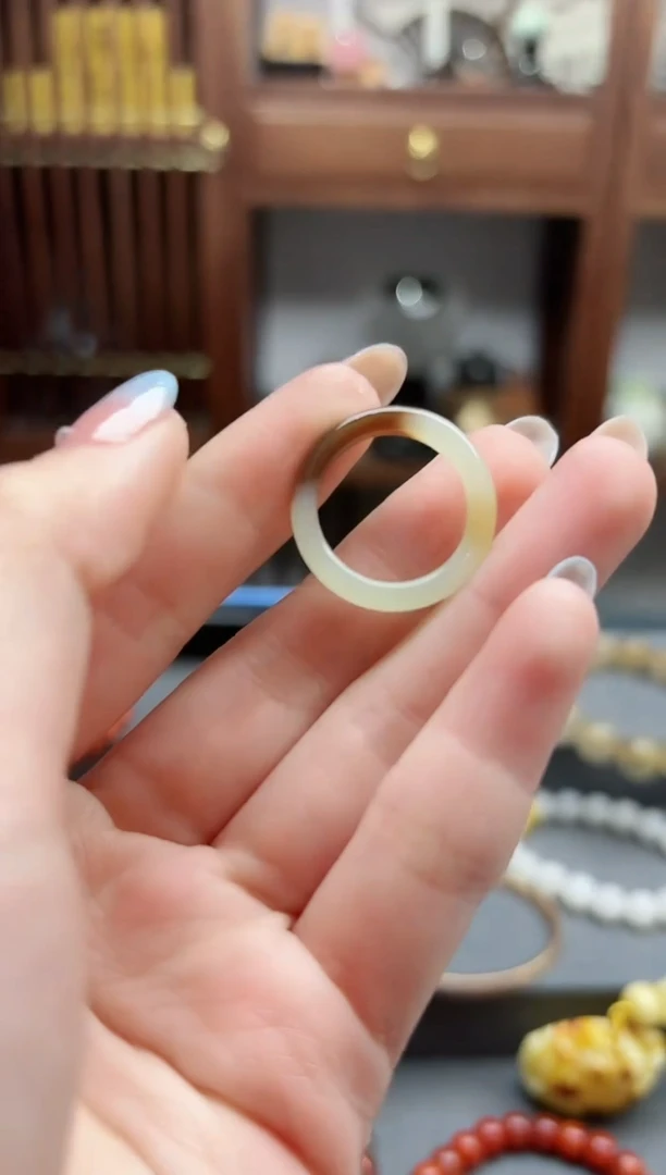 【闪购商品】和田玉指环未镶嵌糖料指环13-14号*1 BDD