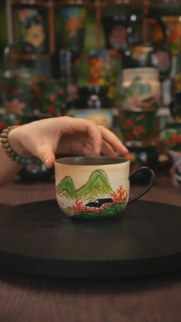 紫砂油画手绘釉下彩