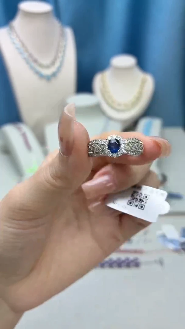 戒指蓝宝石银S925镶嵌296BJ1209产品一个（多样性）