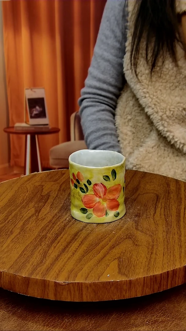 杯子陶景德镇手工手绘釉下彩陶瓷，微瑕，冰裂釉