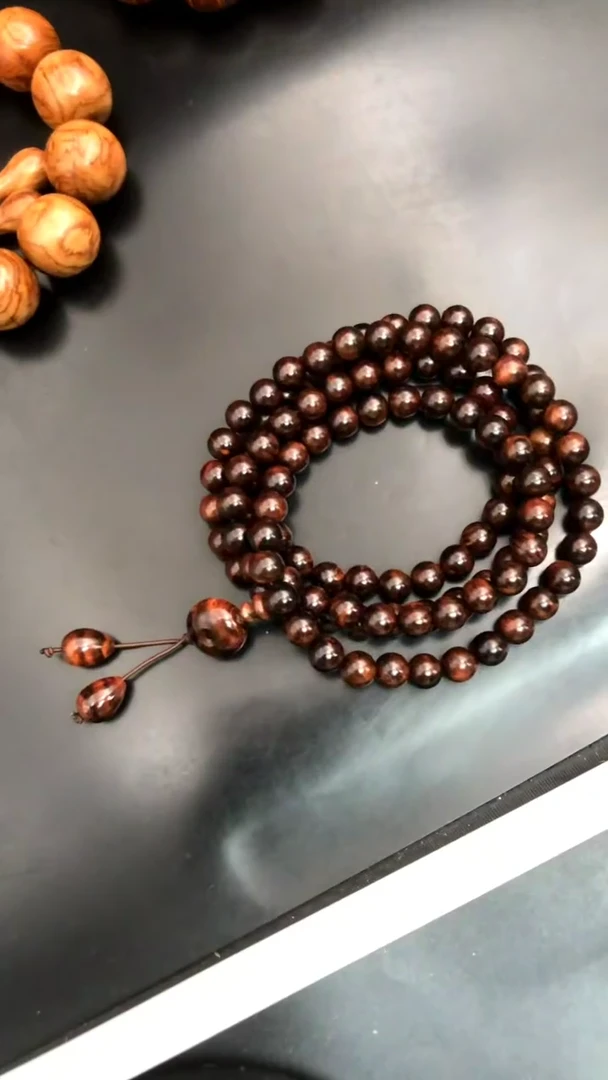 手串/手链黄花梨/降香黄檀海黄野生紫油梨0.8多圈虎皮纹精串