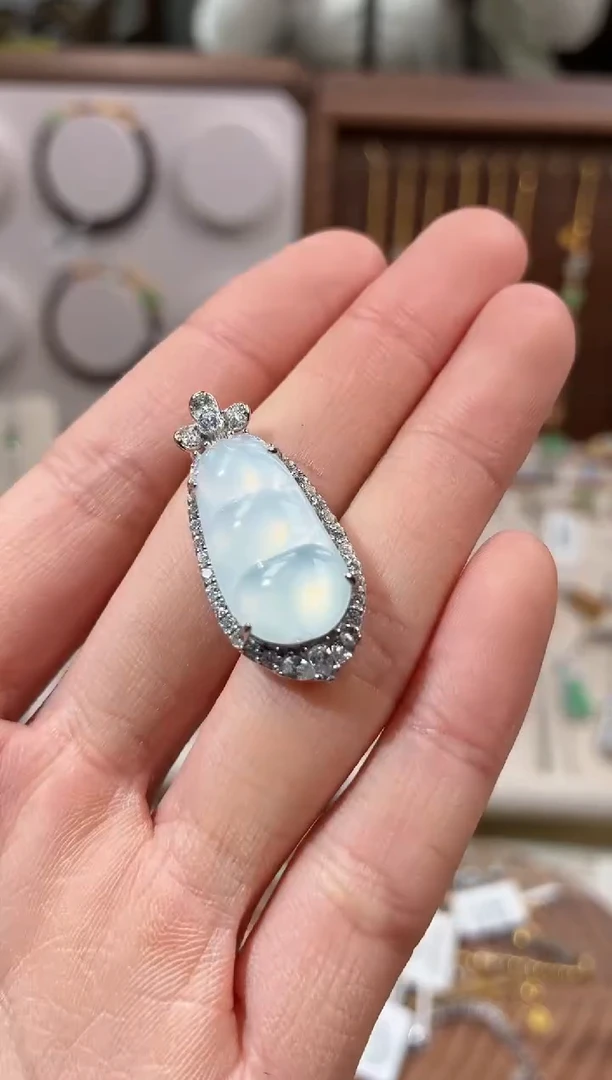 吊坠(不含链)银S925镶嵌翡翠吊坠