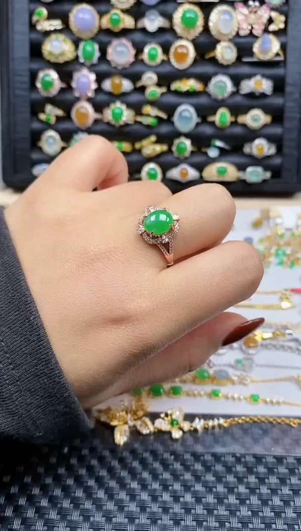 银S925镶嵌戒指翡翠472