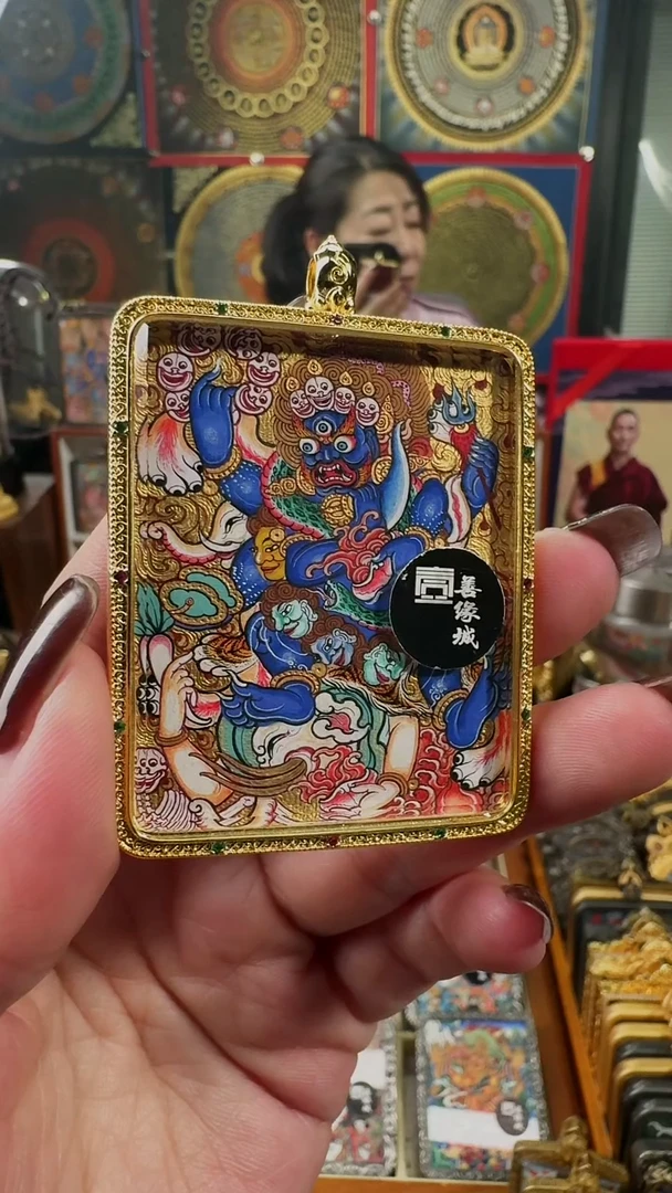 吊坠壹善缘城手绘唐卡黑六臂吧