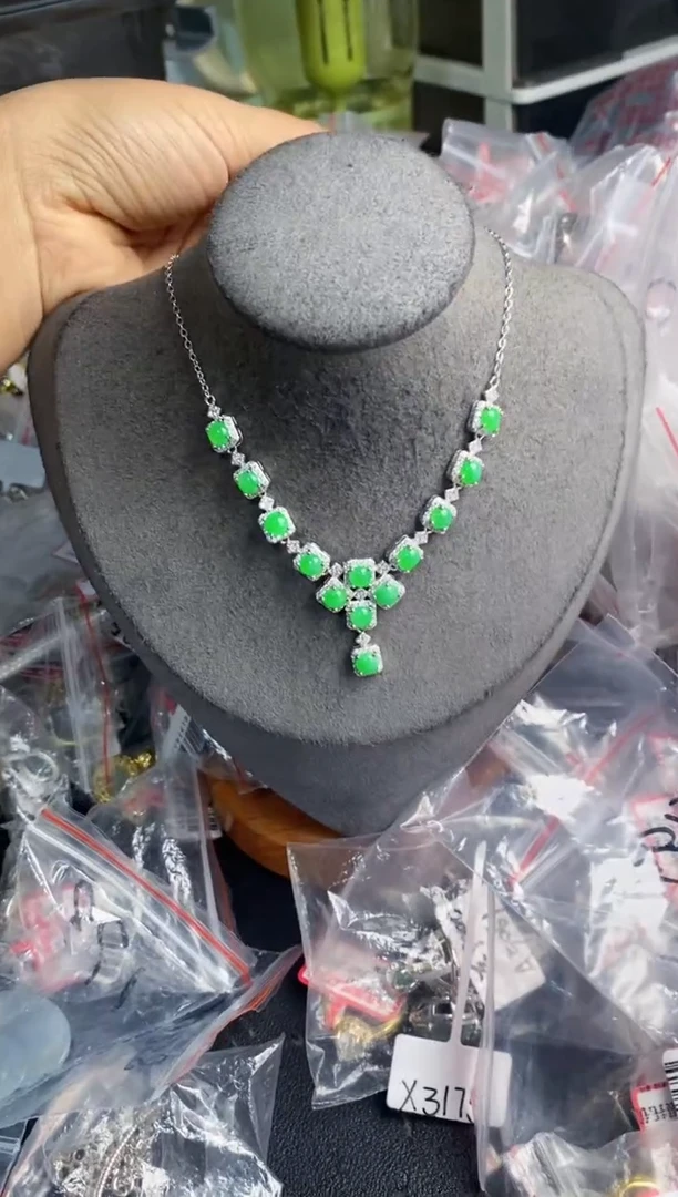 银S925镶嵌戒指翡翠171717---8