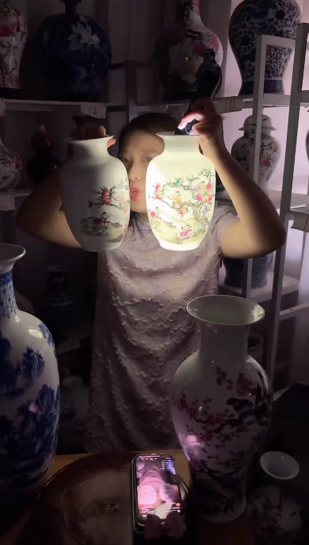 摆件景德镇寿桃小冬瓜两只