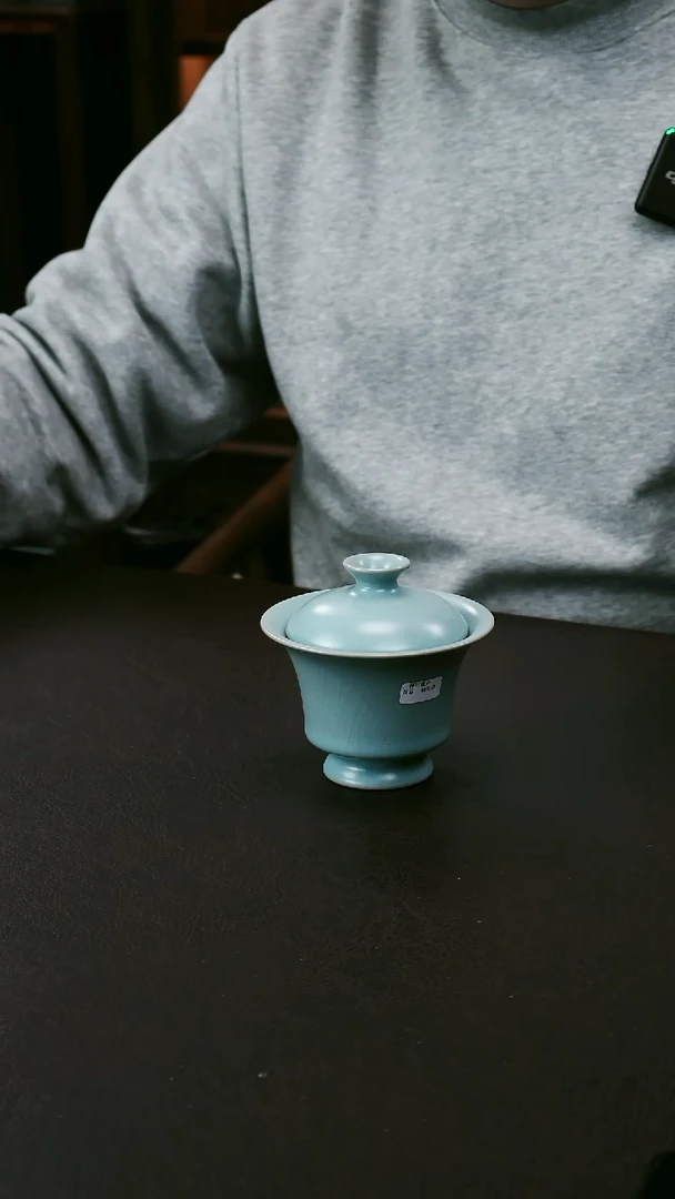 【闪购商品】其他汝官窑精品两才高足马蹄盖碗7