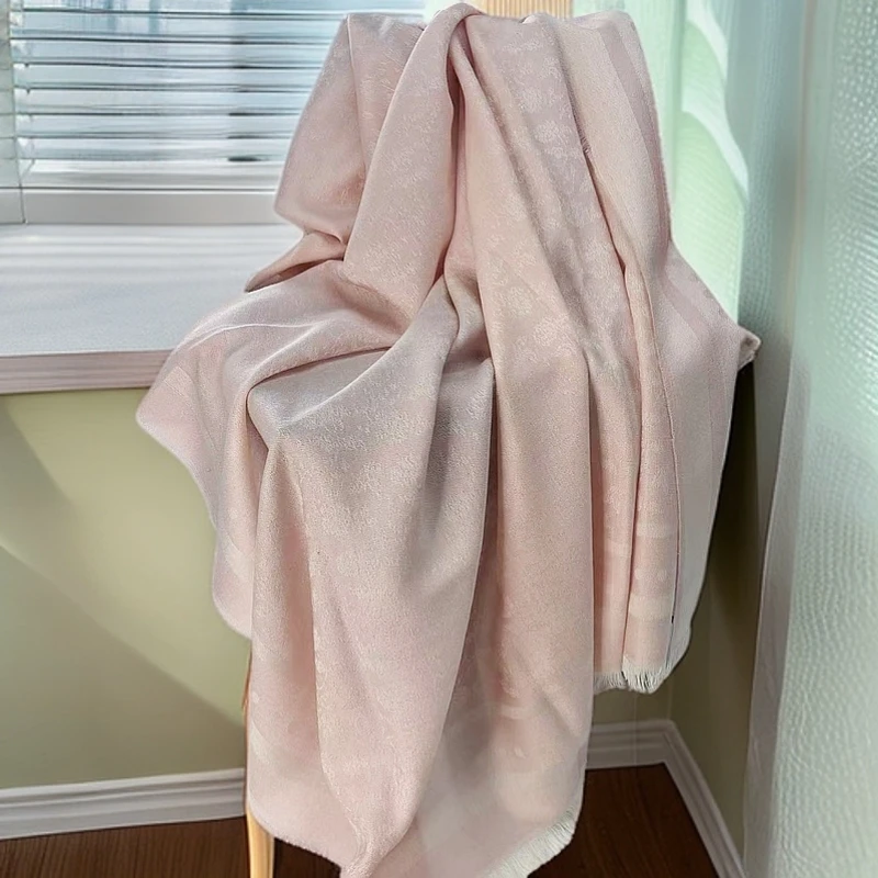 长款韩版保暖加大尺寸纯羊毛丝光工艺丝滑柔软围巾冬季披肩花卉