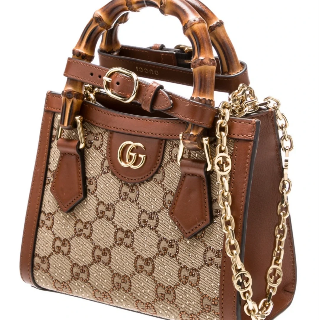95新 GUCCI/古驰 【总仓】Diana竹节托特包水钻款/BG23003611