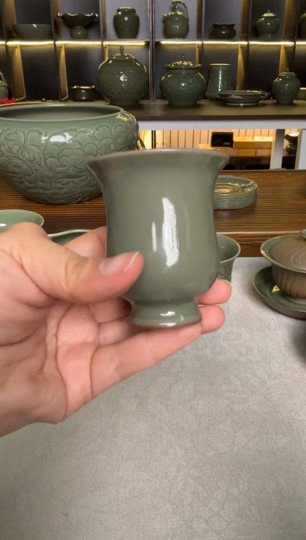 瓷片耀州窑牡丹花神闻香杯