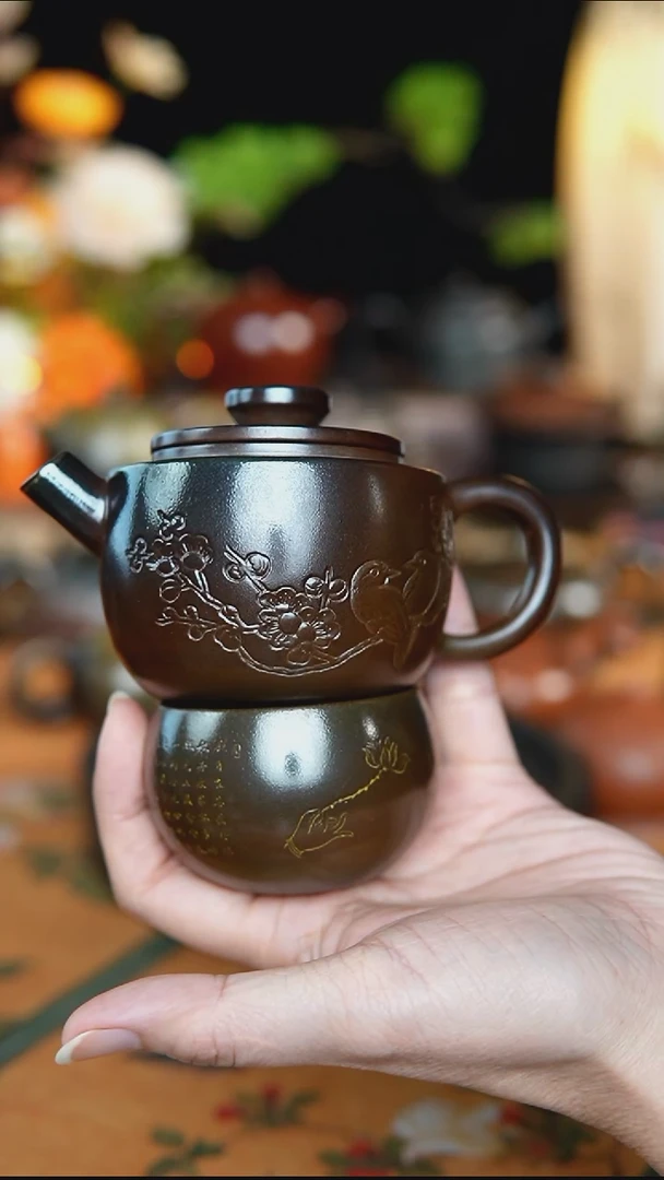 臭*蛟龙精品柴烧喜上眉梢巨轮珠