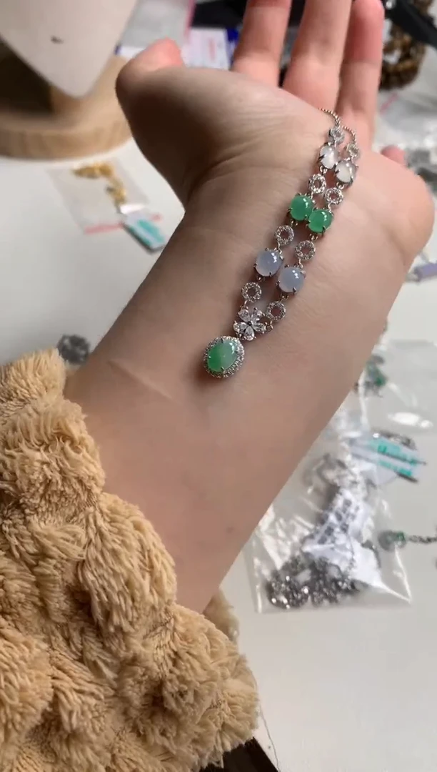 银S925镶嵌戒指翡翠项链13