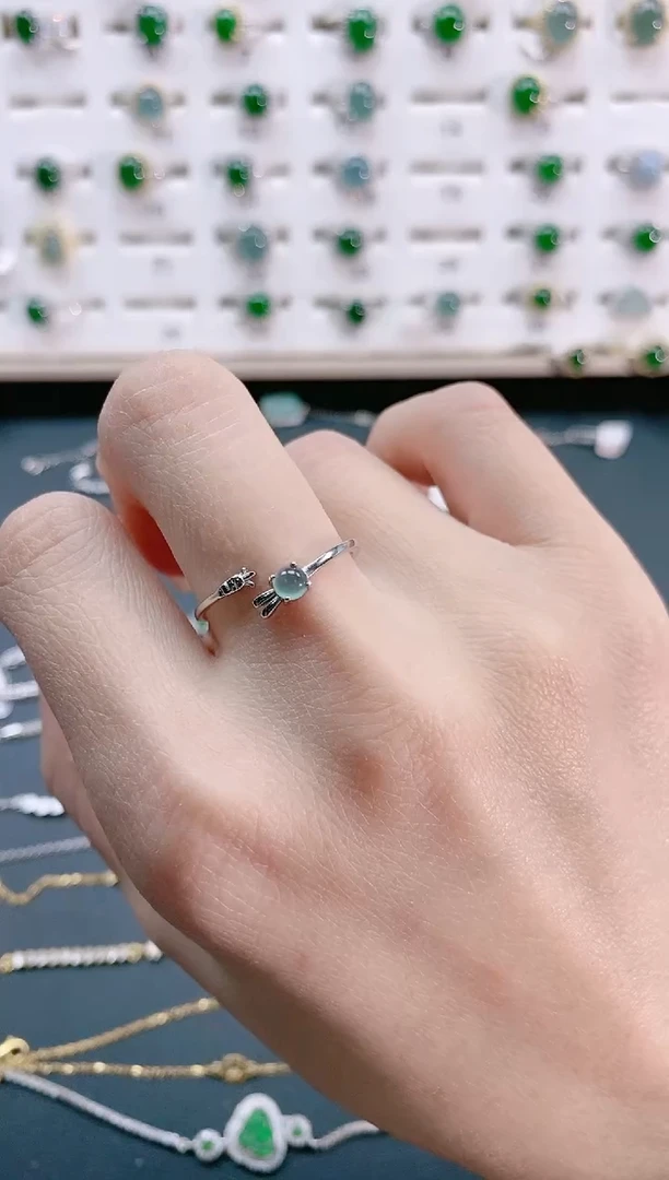 【闪购商品】翡翠戒指银S925镶嵌天然翡翠