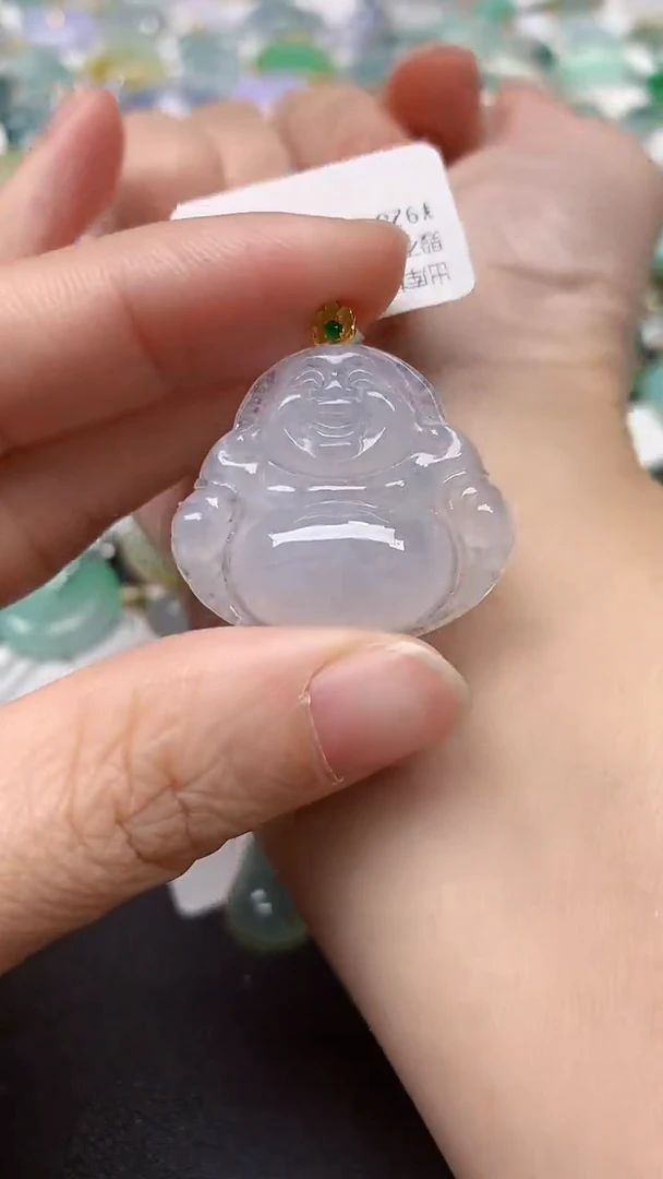 颈饰18K金镶嵌翡翠天然缅甸A货翡翠
