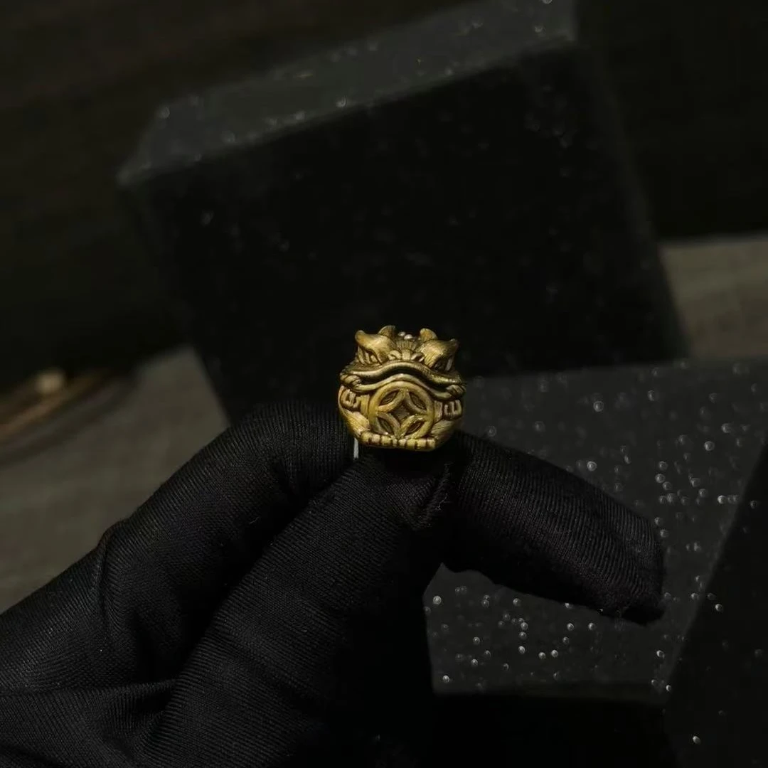 黄金聚财金蟾复古转运珠999足金手绳男黑国潮