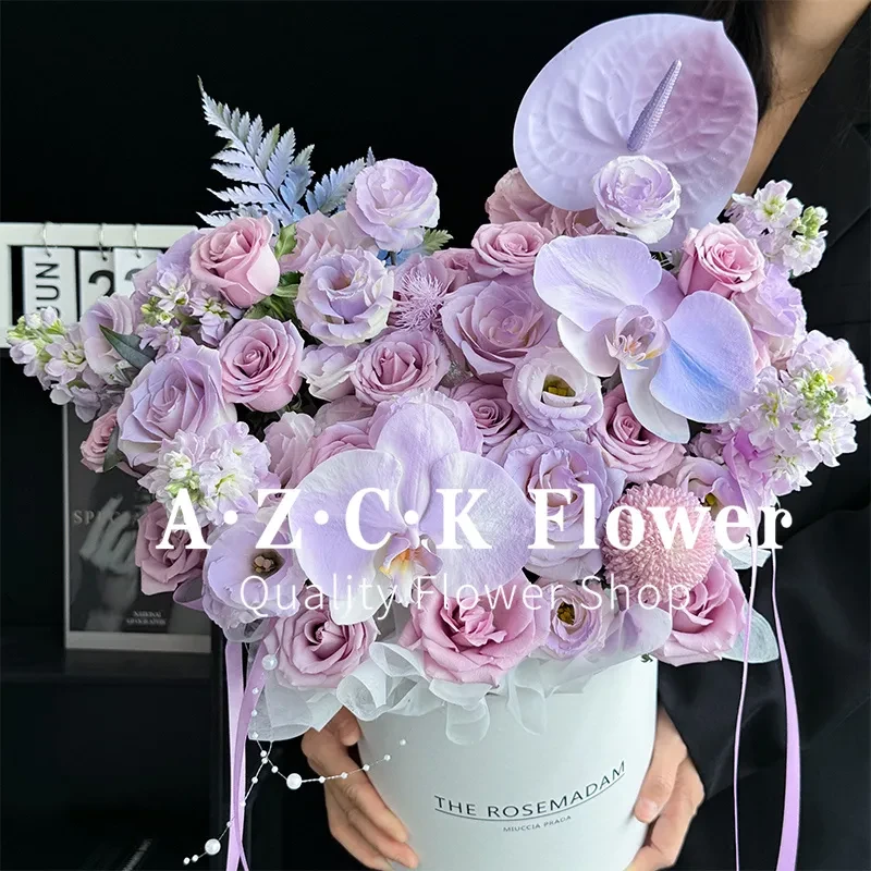 【怦然的心动】紫玫瑰粉玫瑰混搭抱抱桶鲜花束节日生日惊喜仪式感礼物送女友送老婆全国同城配送送花上门小时达
