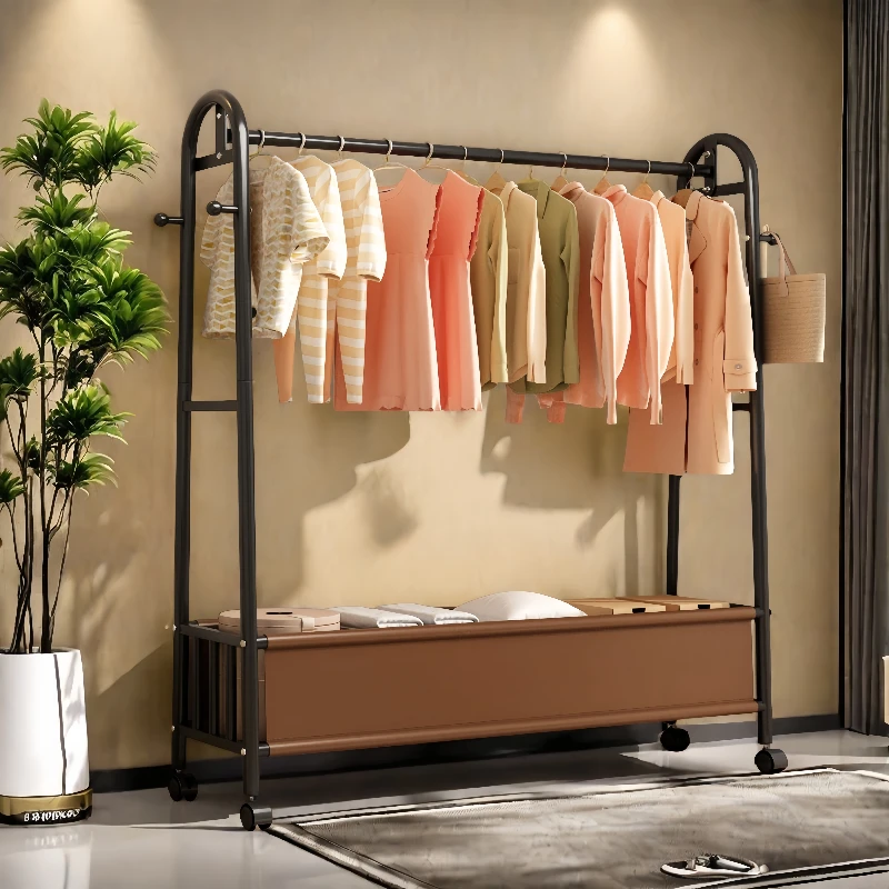 挂衣架落地卧室家用可移动衣服收纳架室内轻奢晾衣架多功能衣帽架