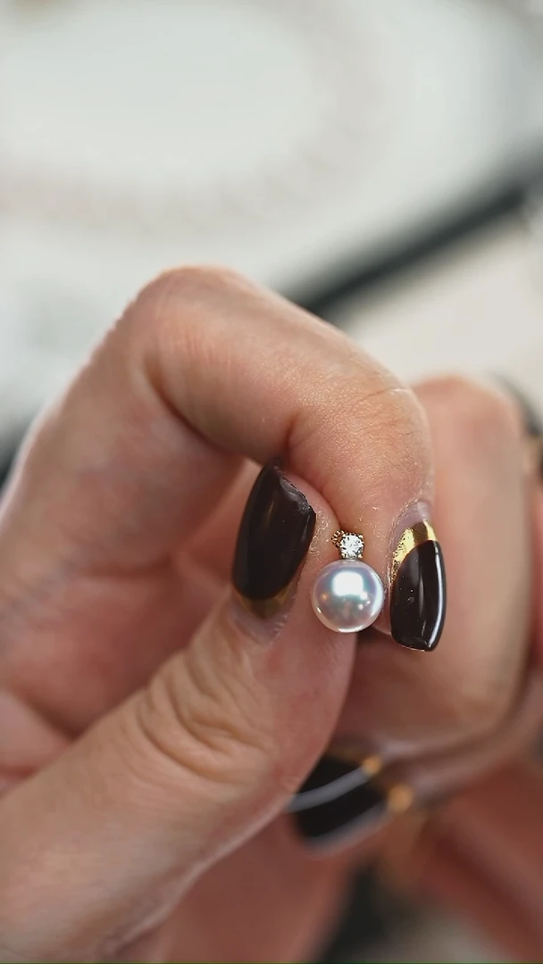 吊坠(不含链)18K金镶嵌海水珍珠7-8 天女光戴妃吊坠（不含链）