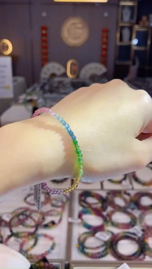 未镶嵌老矿碧玺色标净体单圈手串3mm+碧玺dan多样性发货一条