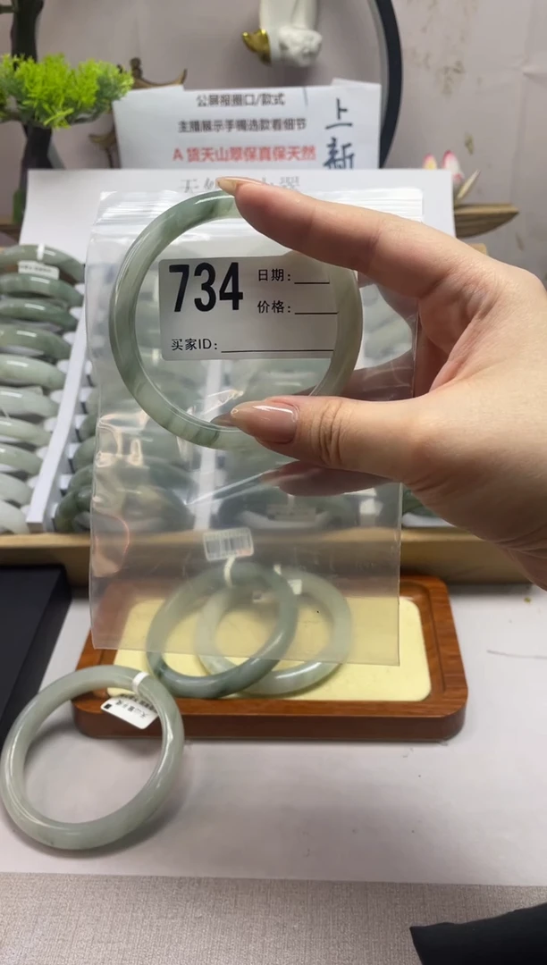 石英质玉（天山翠）手镯未镶嵌734