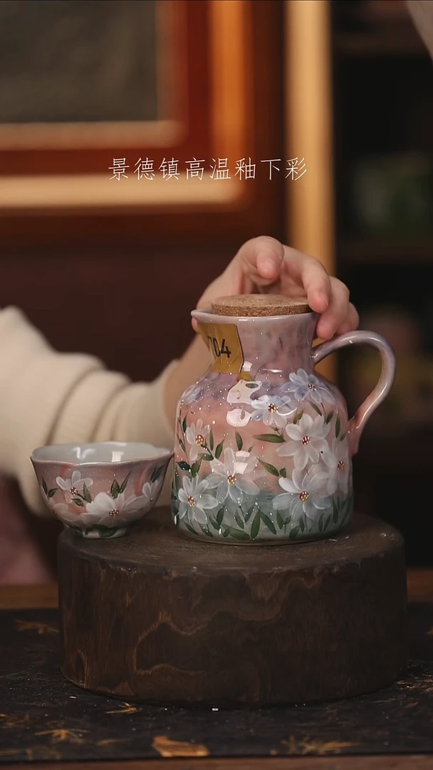陶瓷景德镇高温釉下手绘陶瓷@L704@