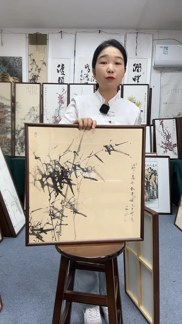 国画52*52实木画框京东包邮手绘