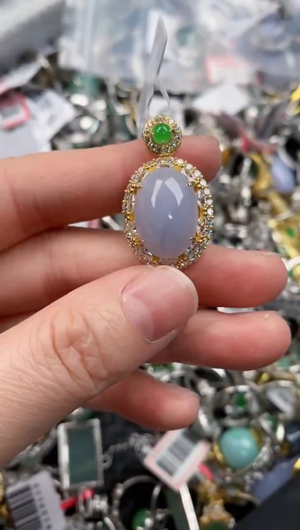 银S925镶嵌戒指翡翠555     10