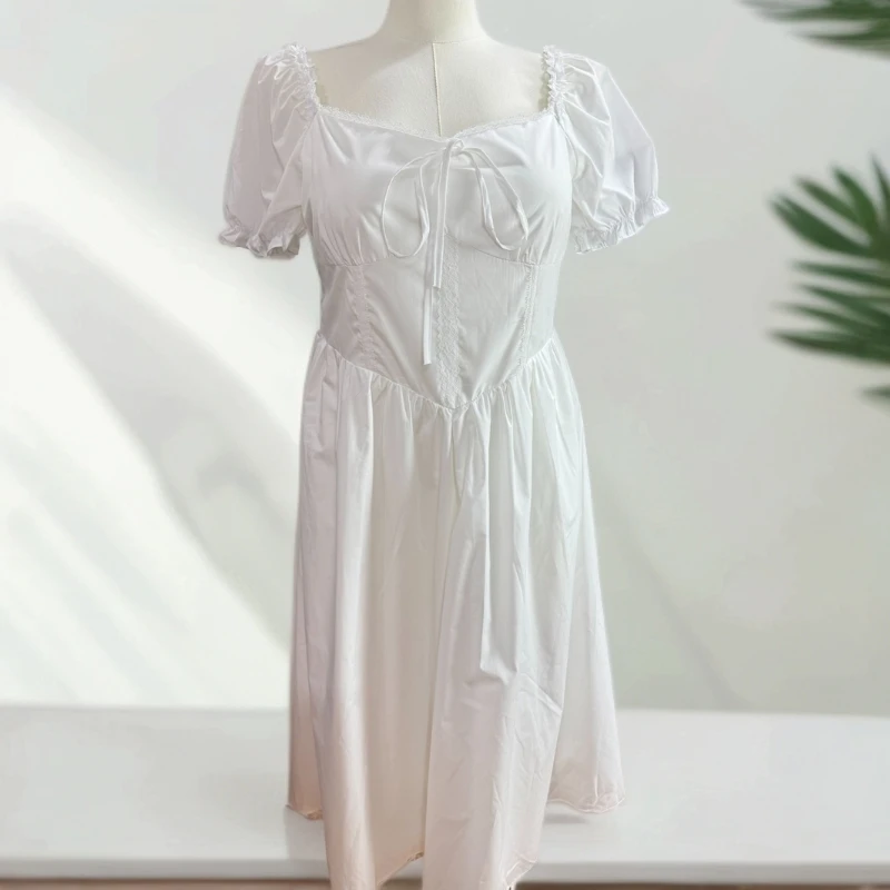 大码设计师款白月光长款连衣裙