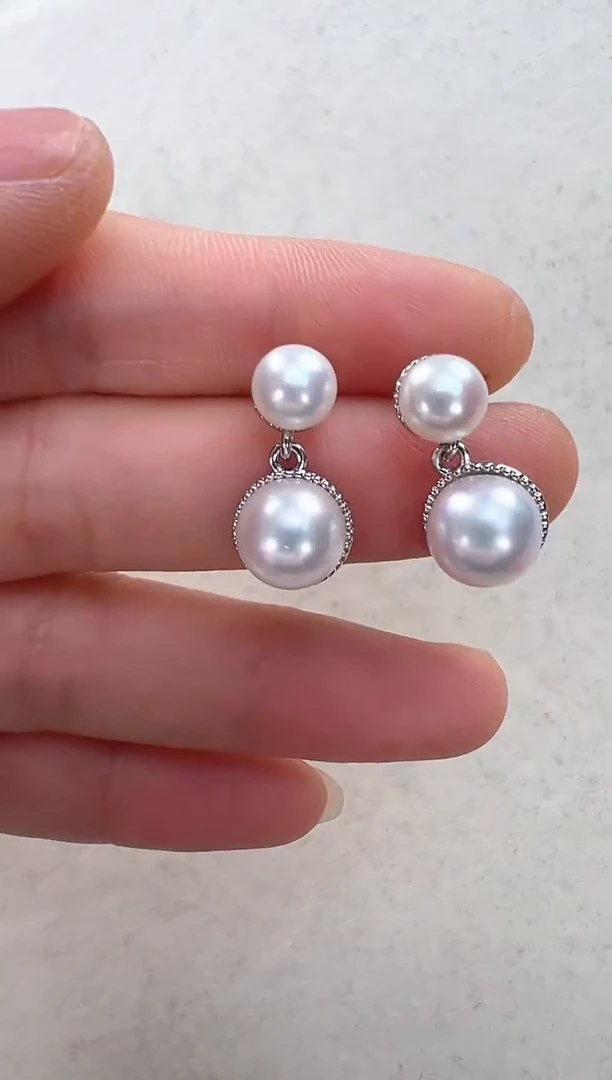 【闪购商品】淡水珍珠耳饰合金双珠灵动银色