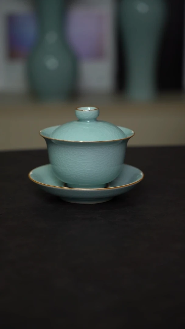 杯子瓷粉青釉盖碗一级