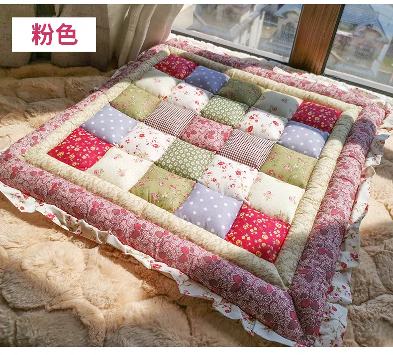 外贸高品质纯棉粉色豆腐块坐垫尺寸约50*50左右发一对