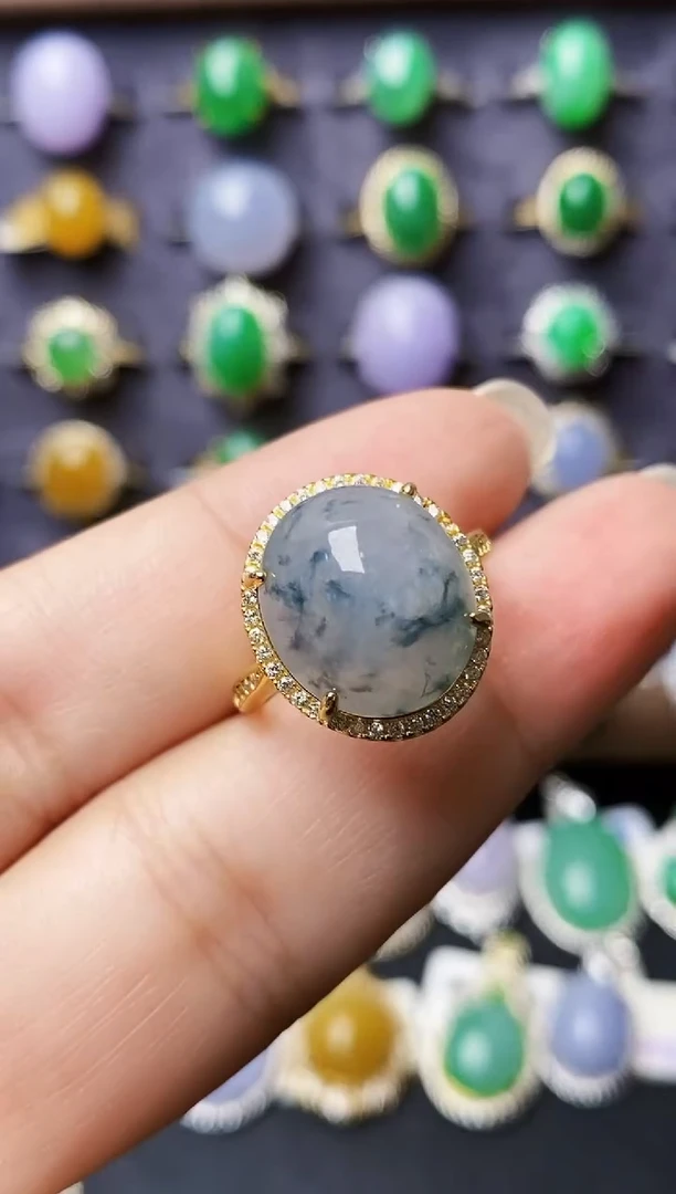 银S925镶嵌戒指翡翠3462