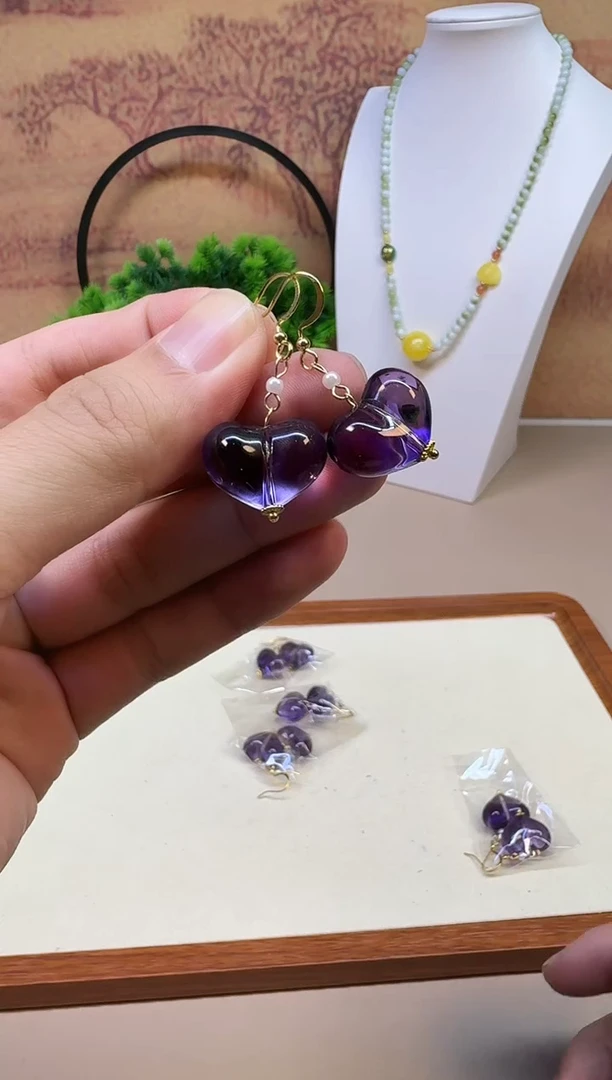 14K金镶嵌耳饰紫晶E116