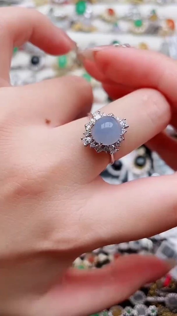 银S925镶嵌戒指翡翠90