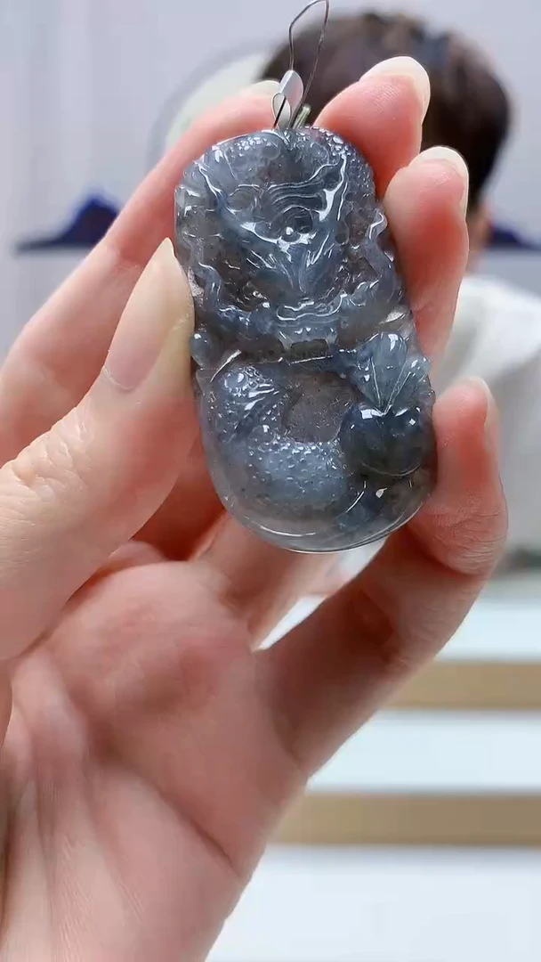 未镶嵌定制翡翠4868zm-毛货挂件龙牌93