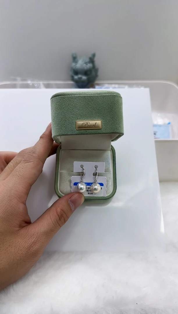 【闪购商品】淡水珍珠DA银S925镶嵌b320 白珠耳钩10