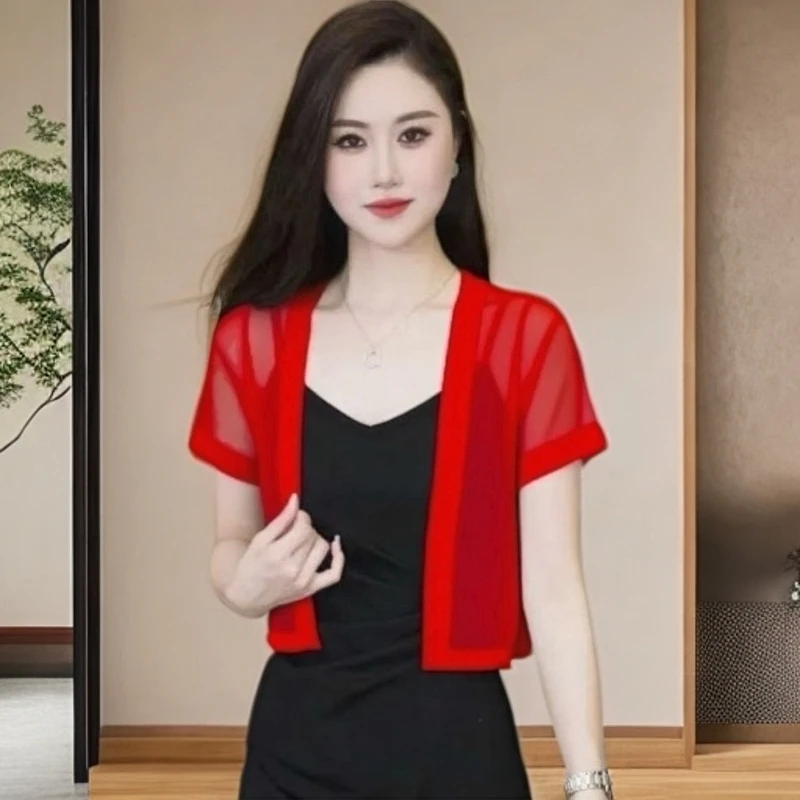 爆款2025小披肩外搭女新款网纱薄款百搭开衫短款小外套防晒衣外穿