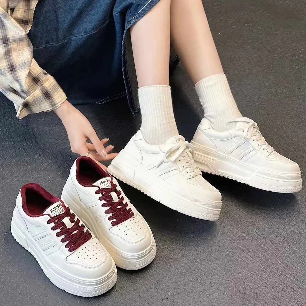 真皮系带松糕底小白鞋女 百搭舒适休闲鞋CSMY 5028