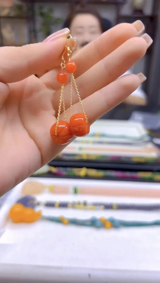 翡翠14K金镶嵌耳饰DIY款E845