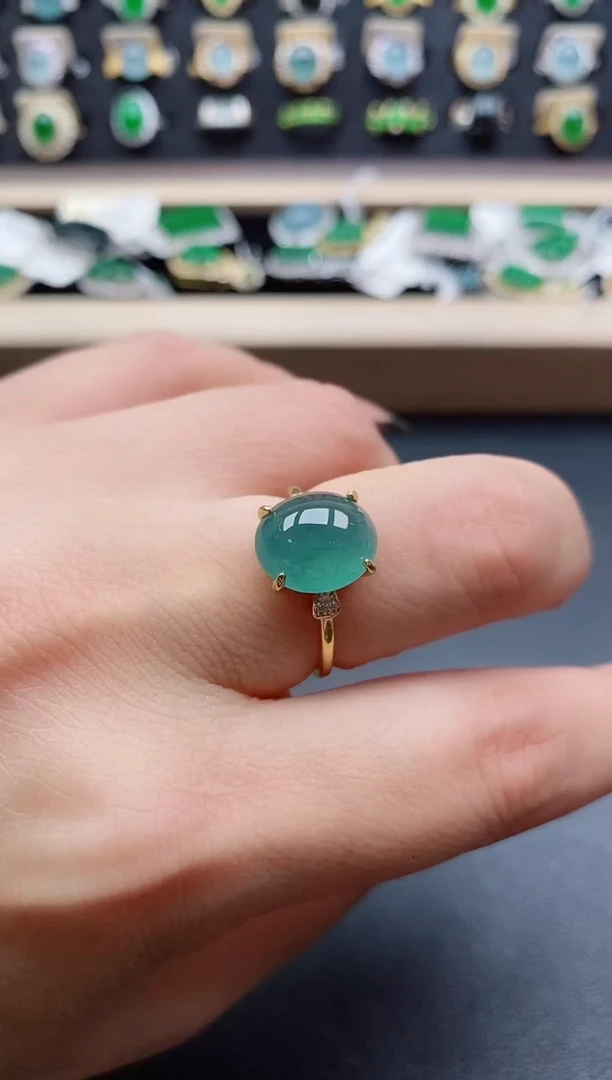 银S925镶嵌戒指翡翠1