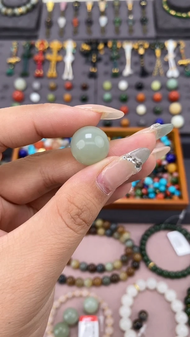 未镶嵌和田玉挂件16mm且末蓝单珠