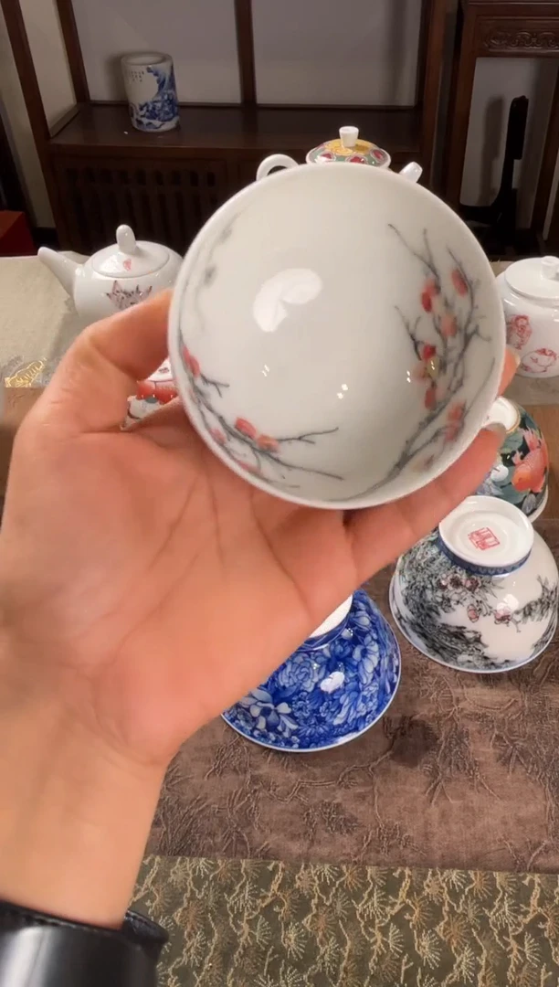 景德镇文祥窑手工釉下彩陶瓷单杯