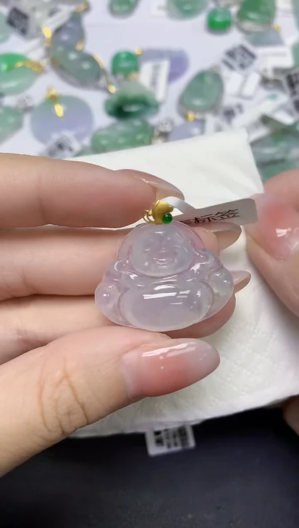 颈饰18K金镶嵌翡翠天然缅甸翡翠A货百元以上9元证书费自理