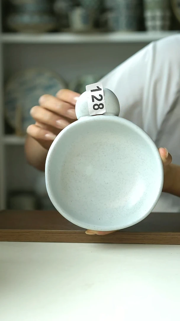128微瑕Hitable冰川灰单耳酸奶碗17cm@4-2@