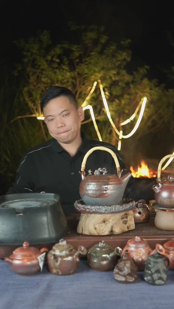 茶壶紫砂煮水提梁+太湖石壶承