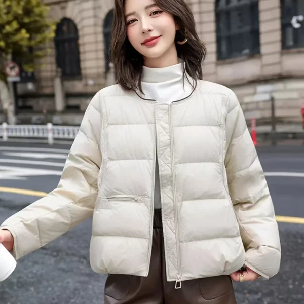 （90羽绒）新款百搭短款女秋冬时尚休闲服羽绒服韩版拉链无领外套
